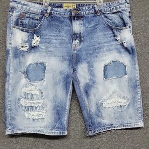 GrindHouse Denim Cut Off Shorts Size 45x12(Actual) Punk Factory Destroyed
